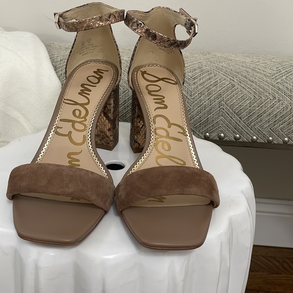 Sam Edelman Daniella Suede Snakeskin praline sandals - Picture 3 of 9